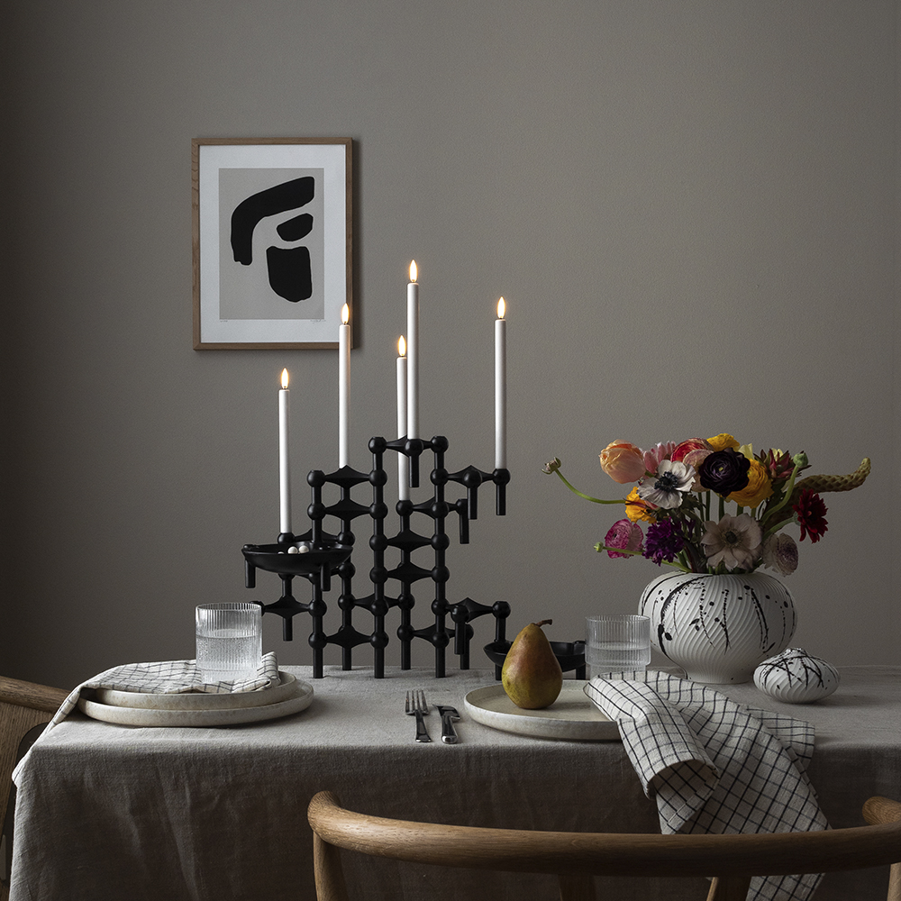 Stoff Nagel Ljusstake Svart