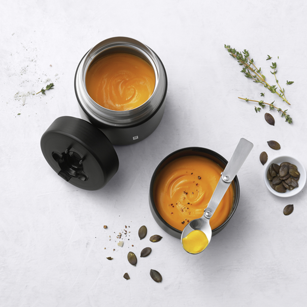 Thermo Mattermos med Sked 0,7 L Matt Svart