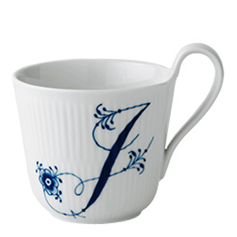 Blue Fluted Pl Alphabet Mugg 33 cl J