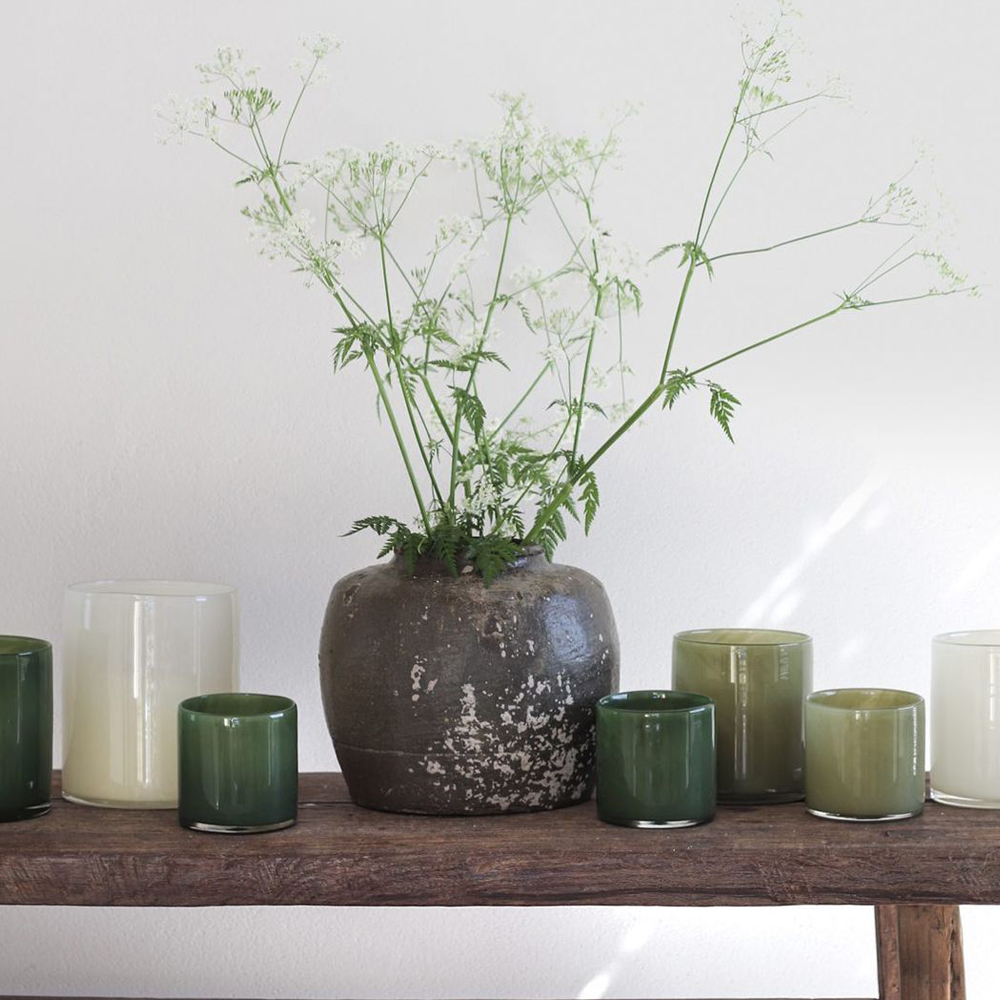 Lyric Ljuslykta Glas 12x14 cm Oliv