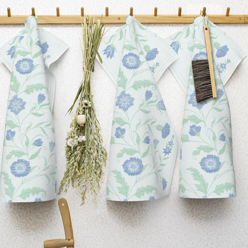 Blå Blom Handduk 35x50 cm Blå