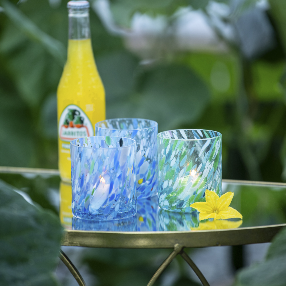 Swirl Ljuslykta 9 cm Blå