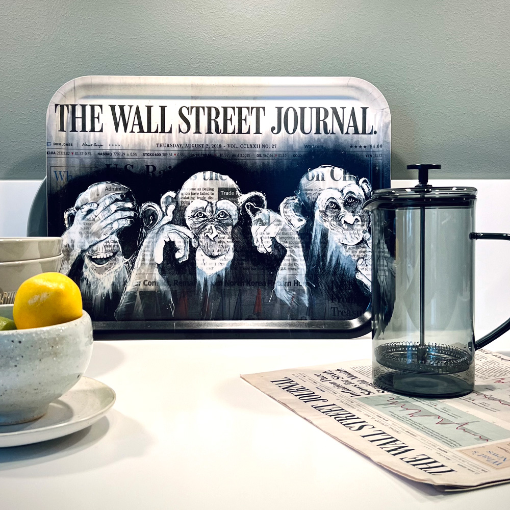 Bricka Monkey Business 33x43 cm Svart