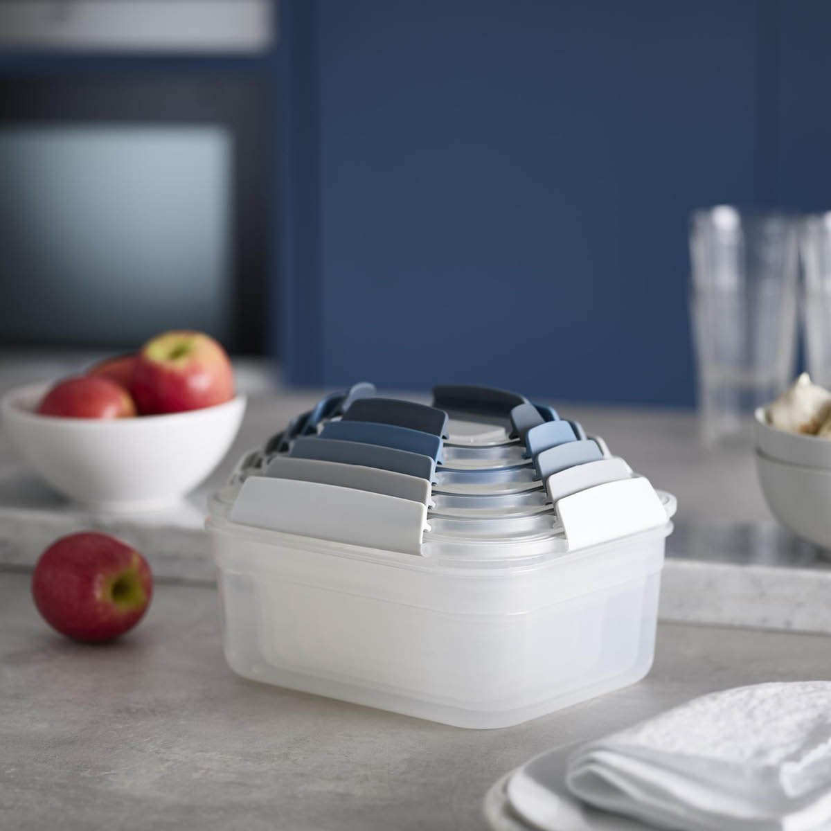 Nest Lock Sky Förvaringsbehållare Set 10 delar Grå/Vit/Blå