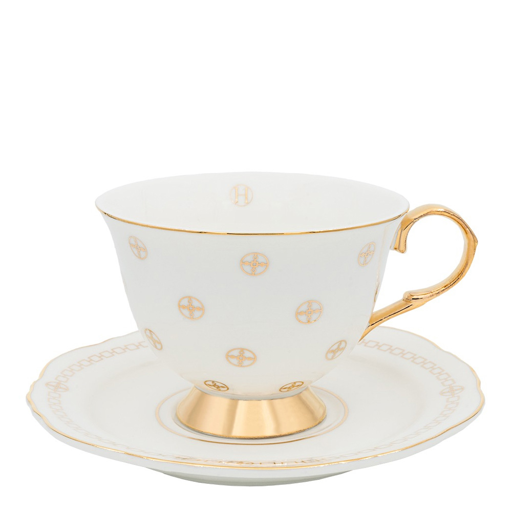 Kopp med Fat 22 cl Anima Gemella 1 Vit/Guld