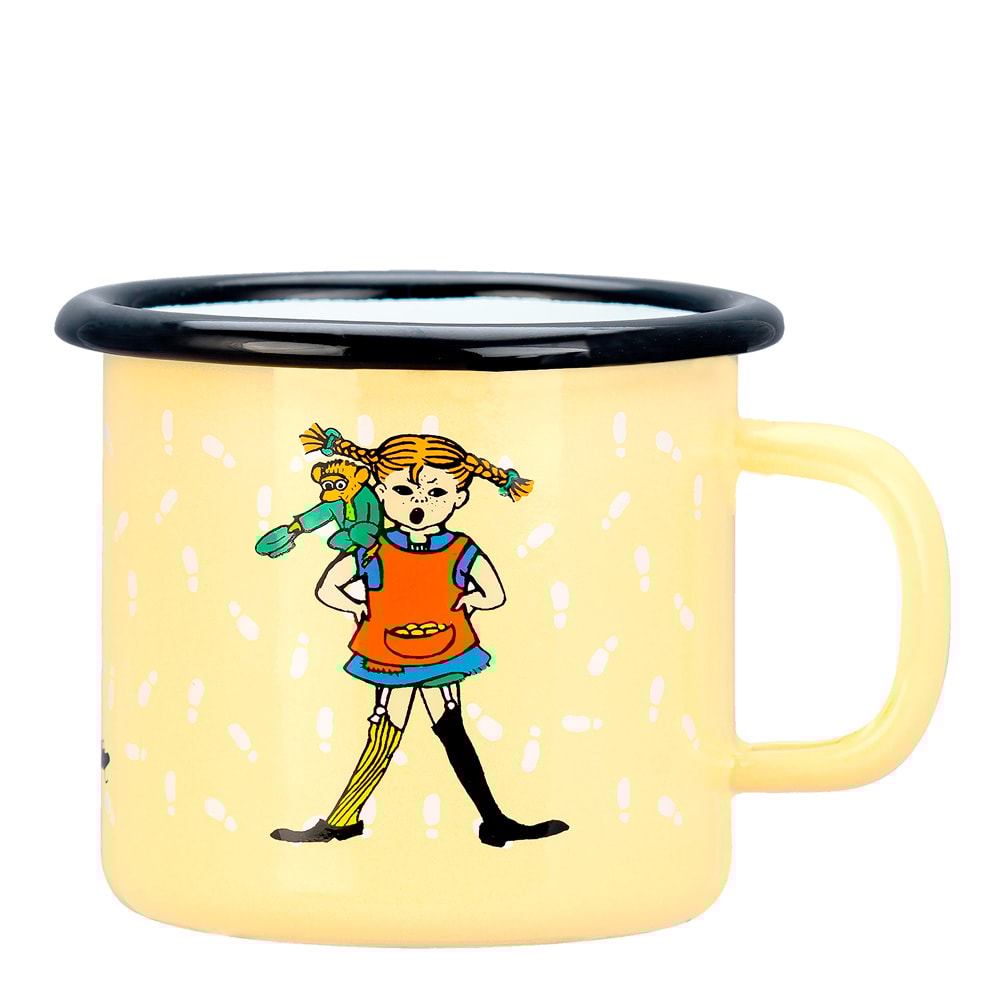 Pippi Emaljmugg Fotsp&aring;r 2,5 dl Gul