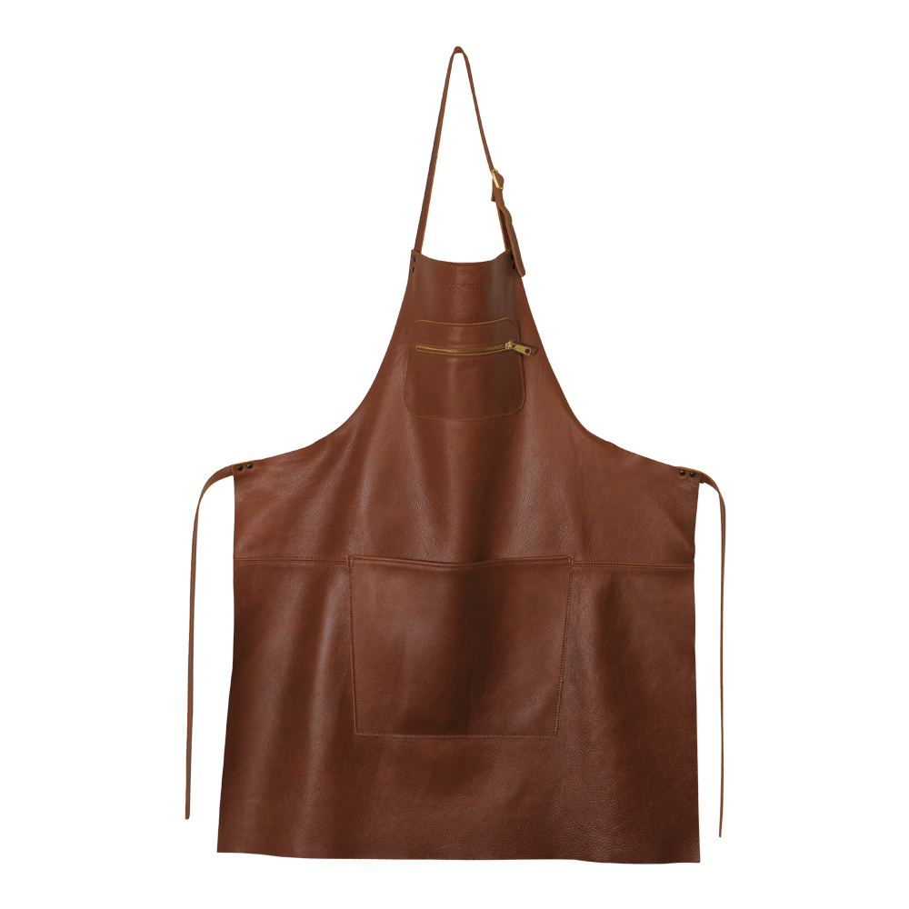 Förkläde Läder med dragkedja Brun