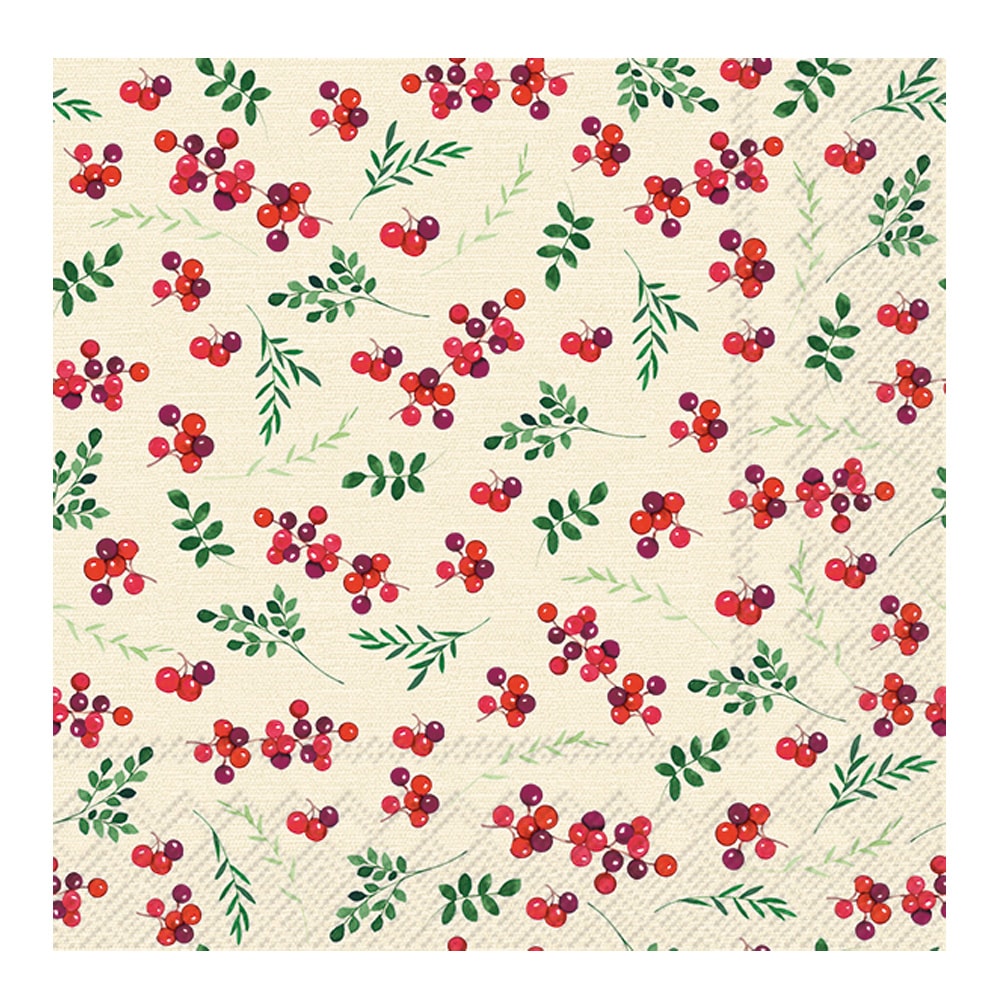 Servett Berry Allover 33x33cm 20-pack Cream