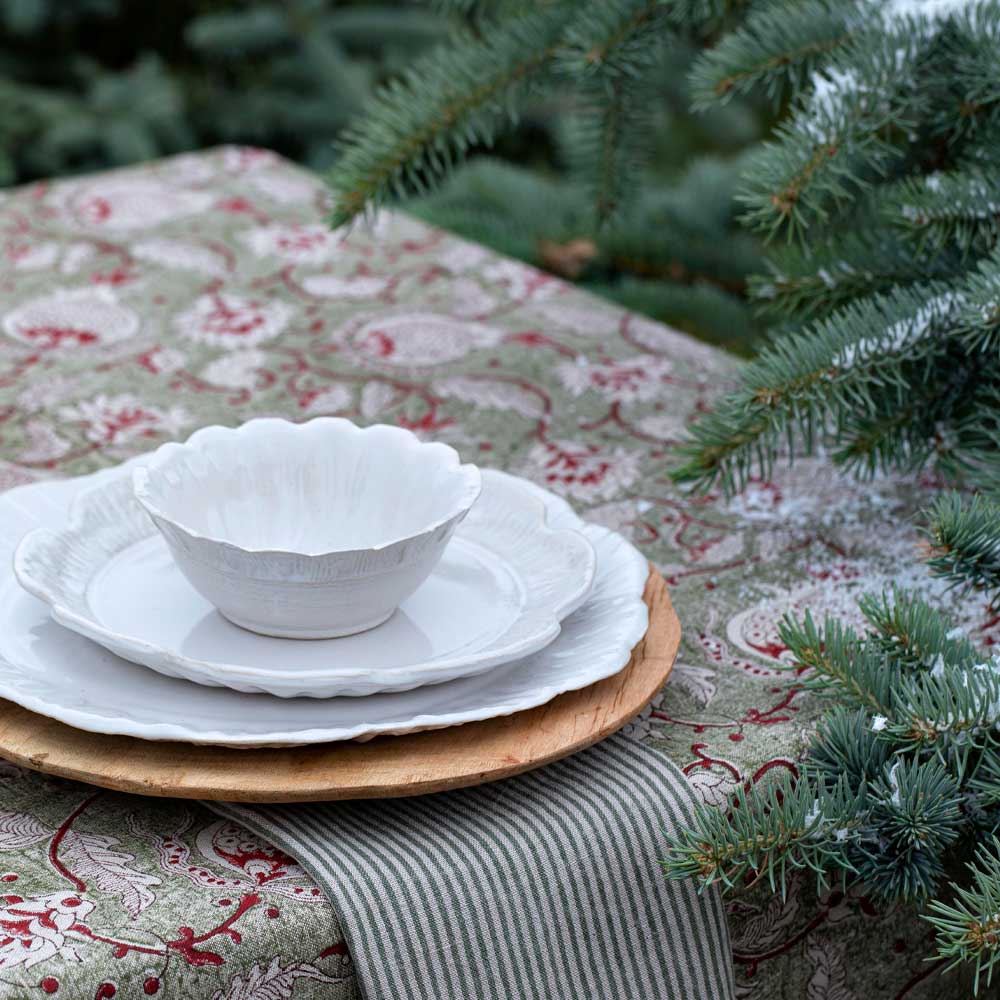 Pomegranate Bordsduk Lin 170x270 cm Grön/Natur