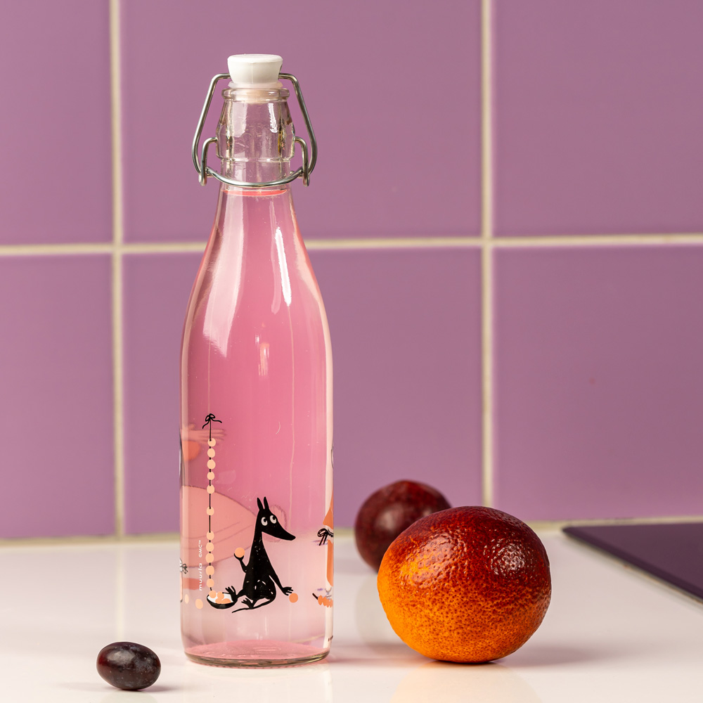 Mumin Glasflaska Marmalade 0,5 L Klar/Rosa