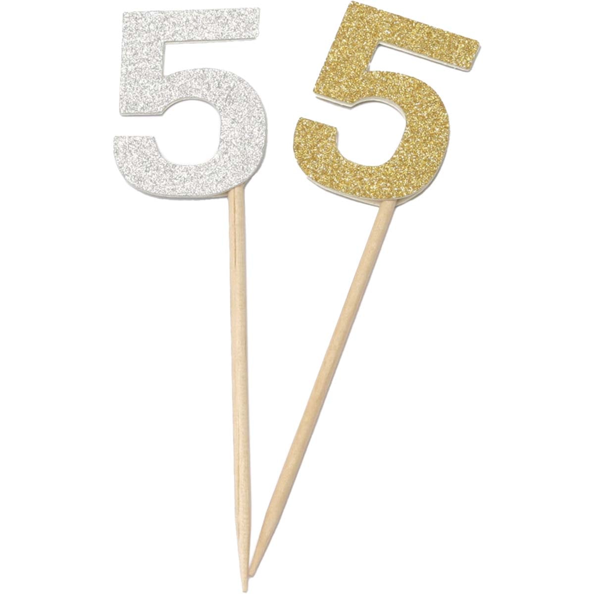 Dekorationssiffra 5 Papp 12-Pack Guld/Silver