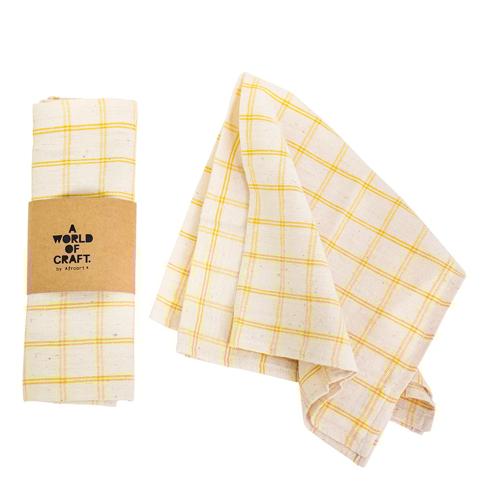 Dubbel Grid Servett Eco 45x45 cm 2-pack Gul/Vit