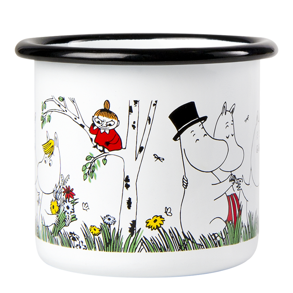 Mumin Emaljmugg Glada Familjen 15 cl Vit