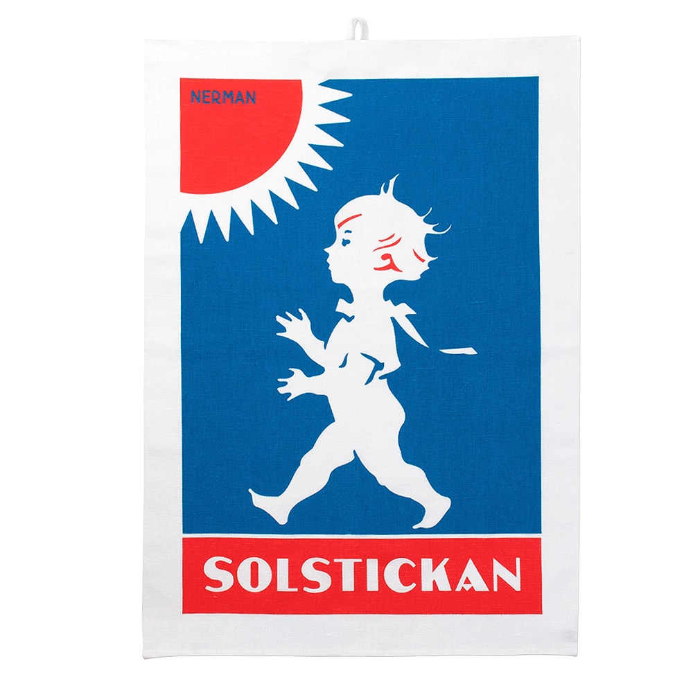 Handduk Halvlinne 50x70 cm Röd/Blå