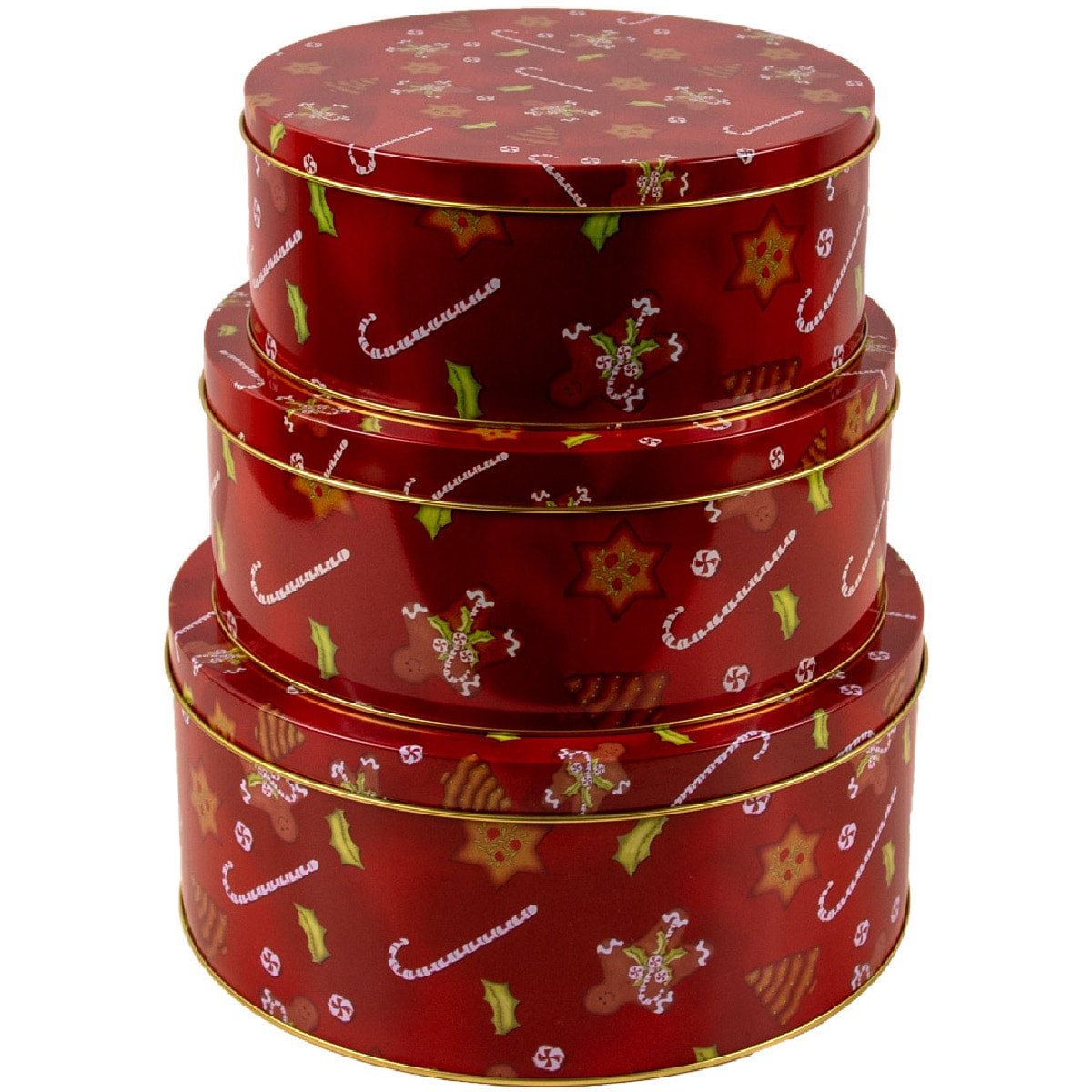 Kakburkar Jul Rund 3 delar Röd