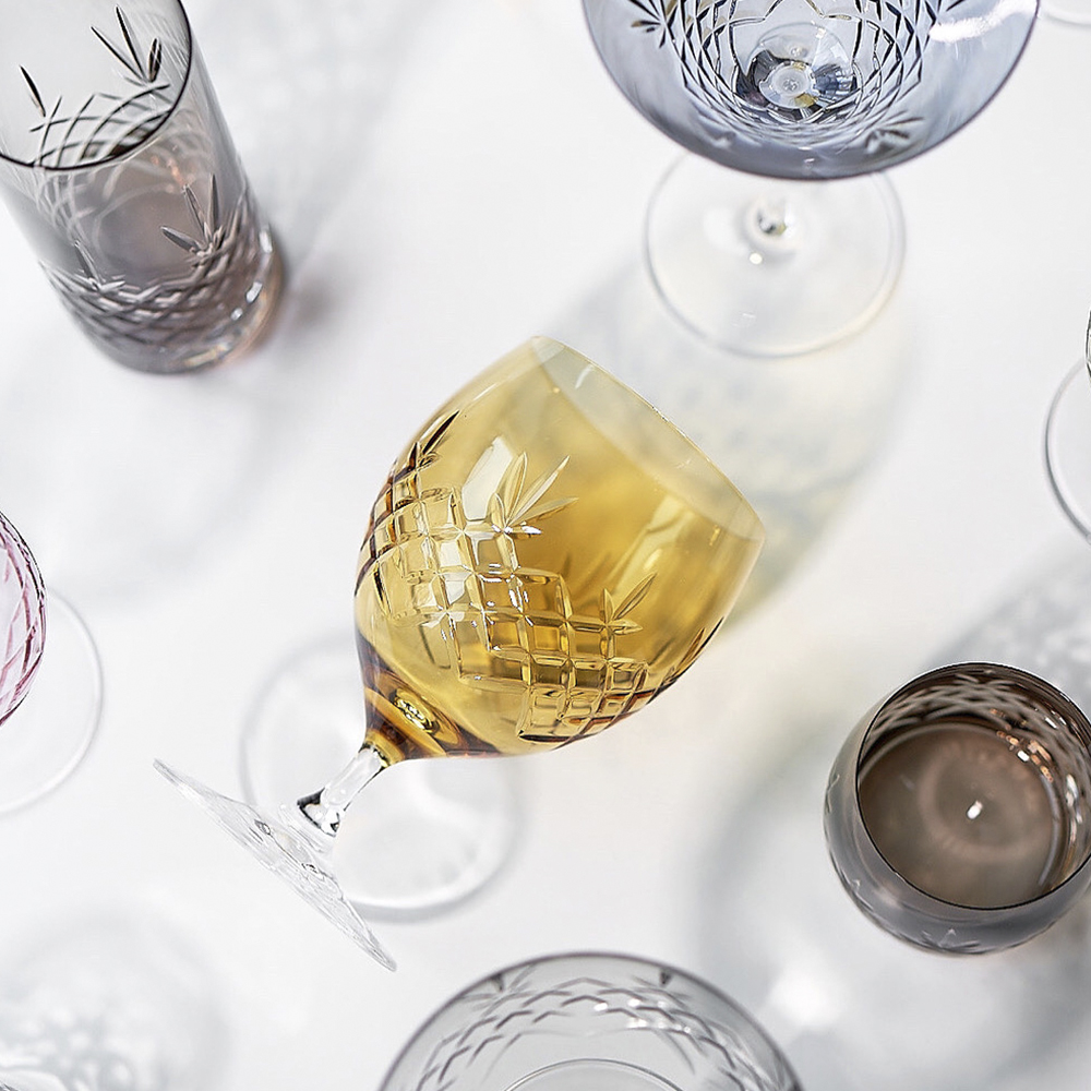 Crispy Eightball Glas på fot 55 cl 2-pack Gul