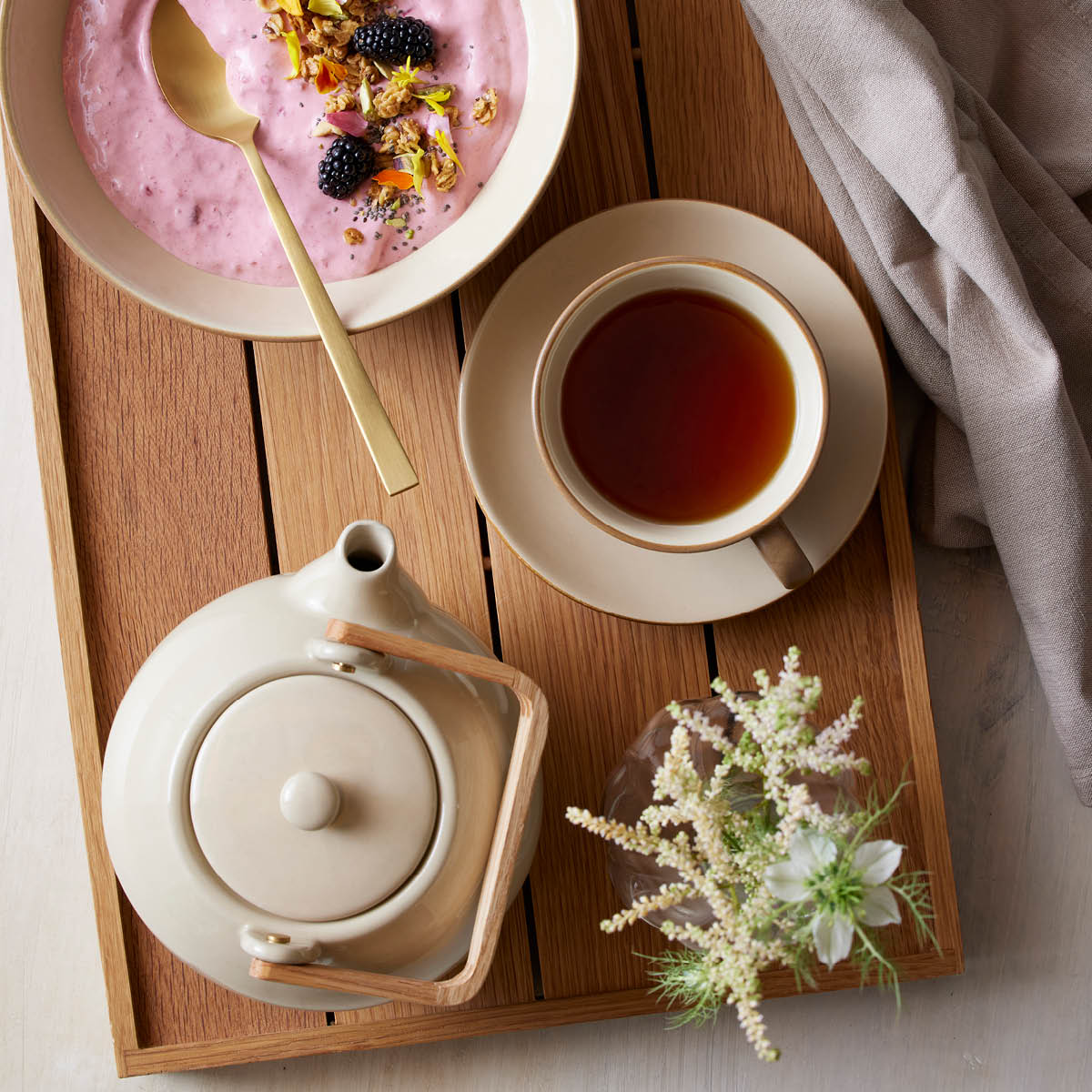 BITZ Kopp med fat 24 cl Wood/Sand