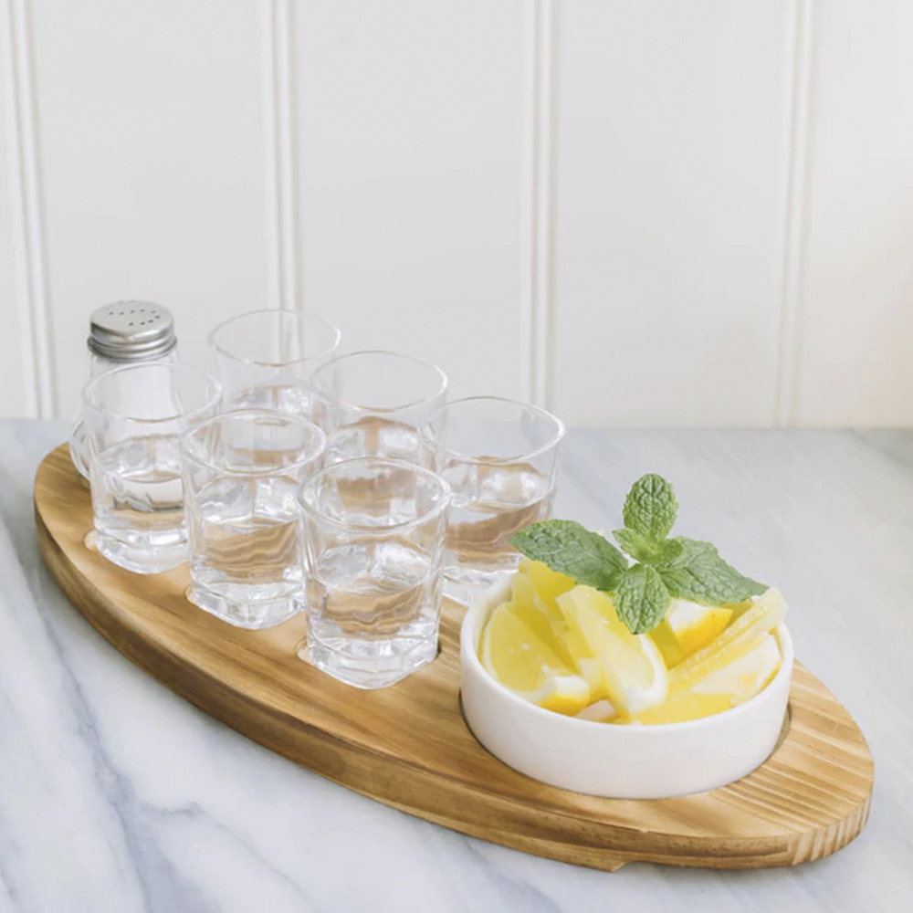 Shotsbricka 9 delar Trä