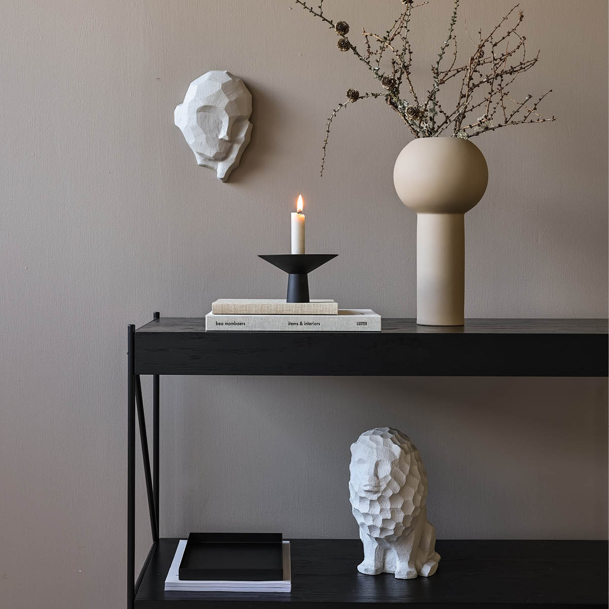 Dreamer Skulptur Huvud i kalksten 16x22 cm Vit