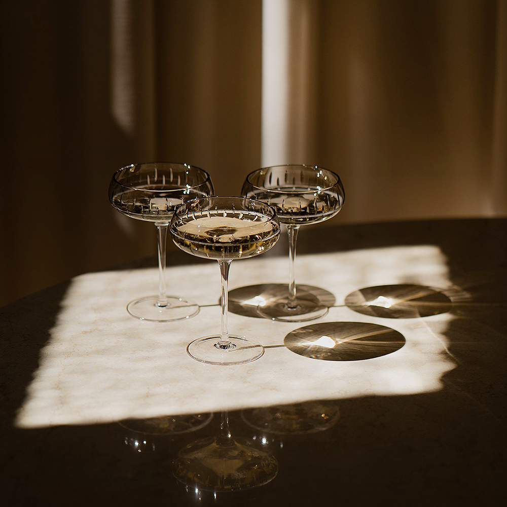 Crystal Glass Champagne Coupe Rök