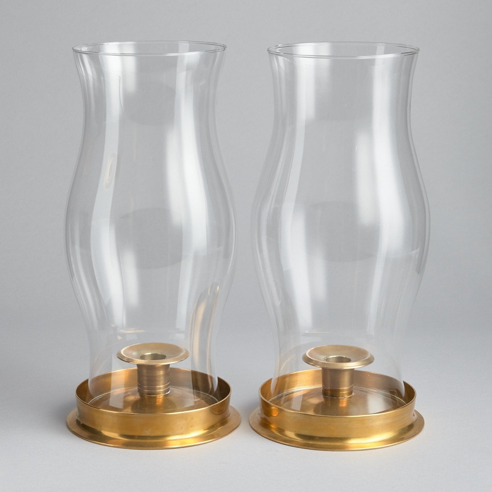 SÅLD Stormlyktor 2 st mässingsfot