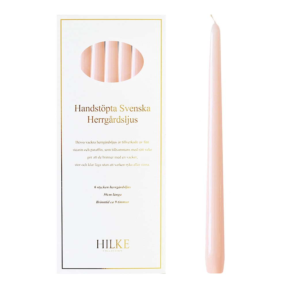 Herrgårdsljus 30 cm 6-pack Rosa