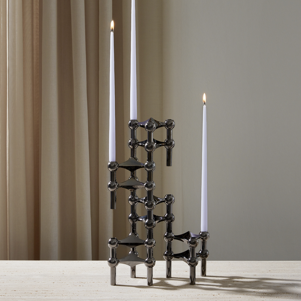 Stoff Nagel Ljusstake Svart Krom