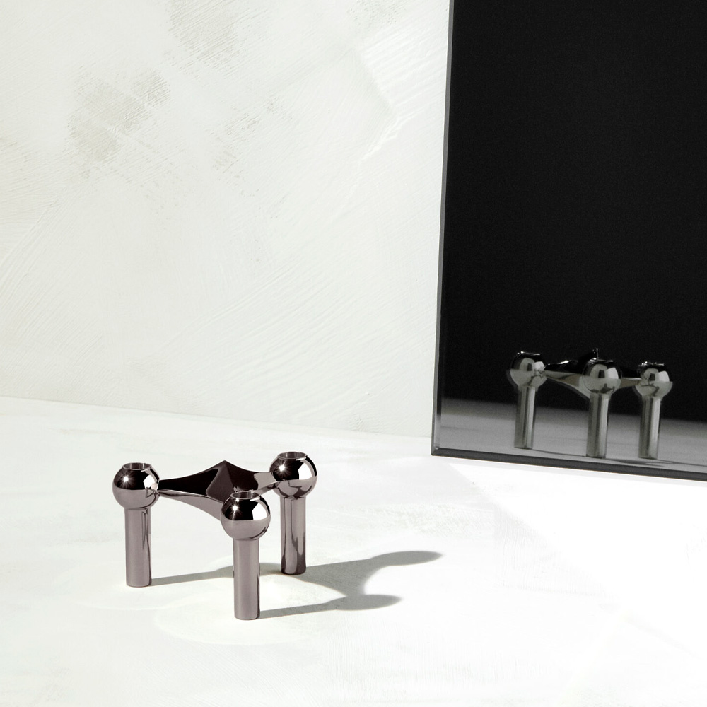 Stoff Nagel Ljusstake Svart Krom