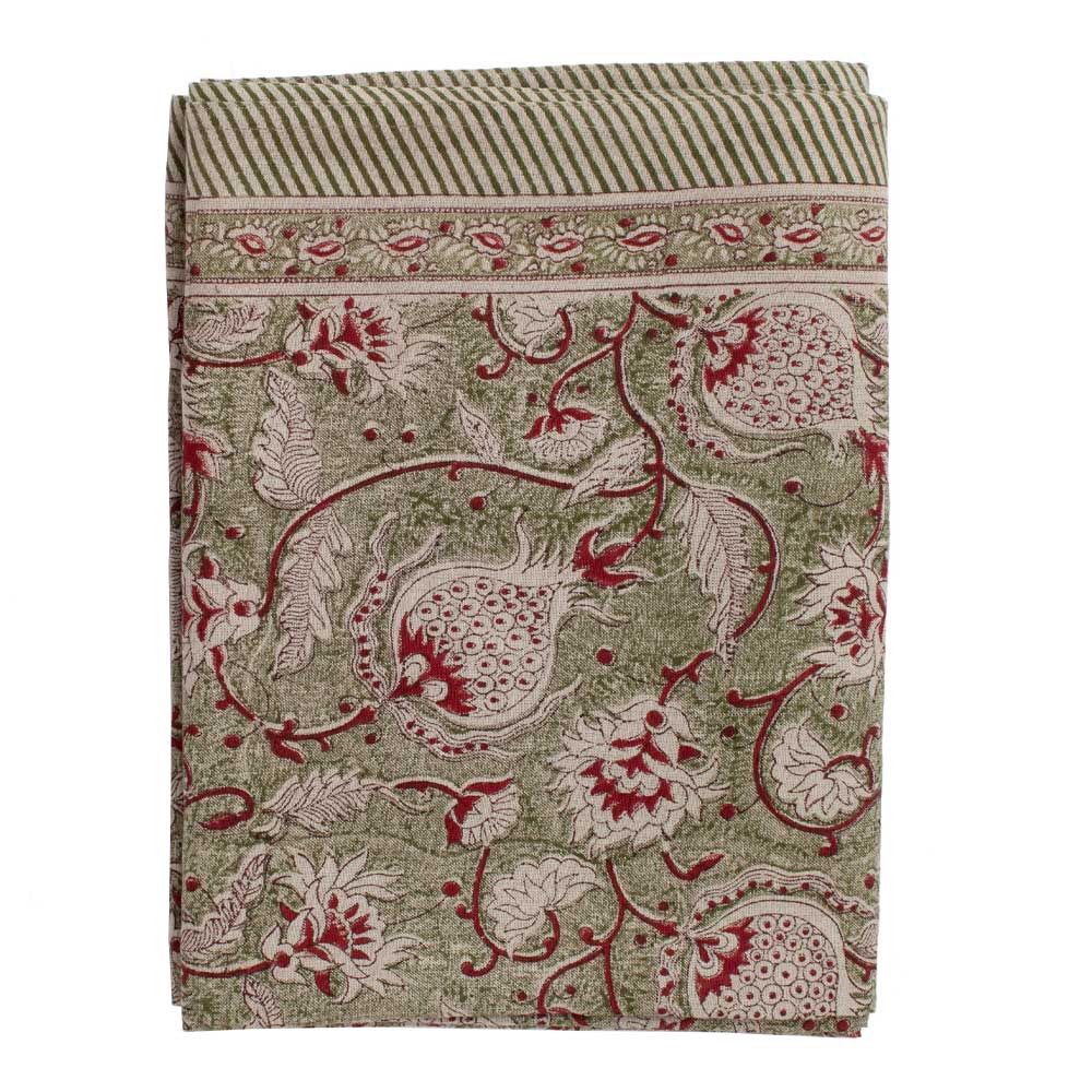 Pomegranate Bordsduk Lin 150x350 cm Grön/Vin