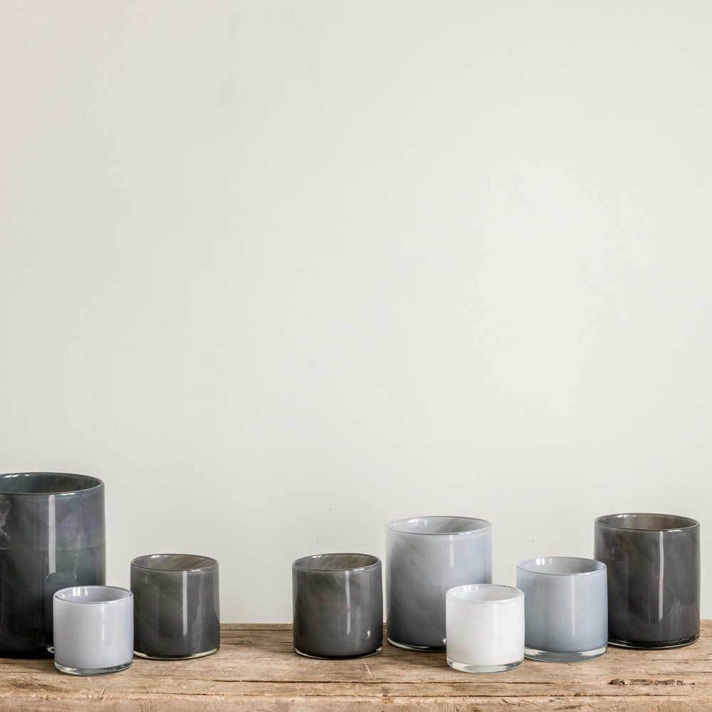 Lyric Ljuslykta Glas 10x10 cm Mörk Grå