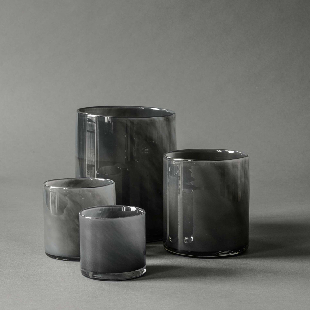 Lyric Ljuslykta Glas 15x18 cm Mörk Grå