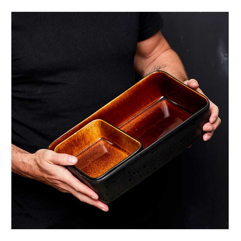 Form 19x14 cm Svart/Bärnsten