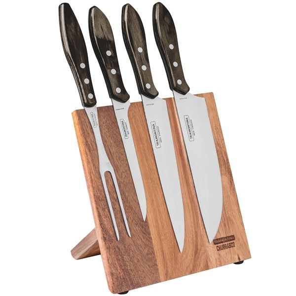 Knivblock M/Kniver Blank/Brun