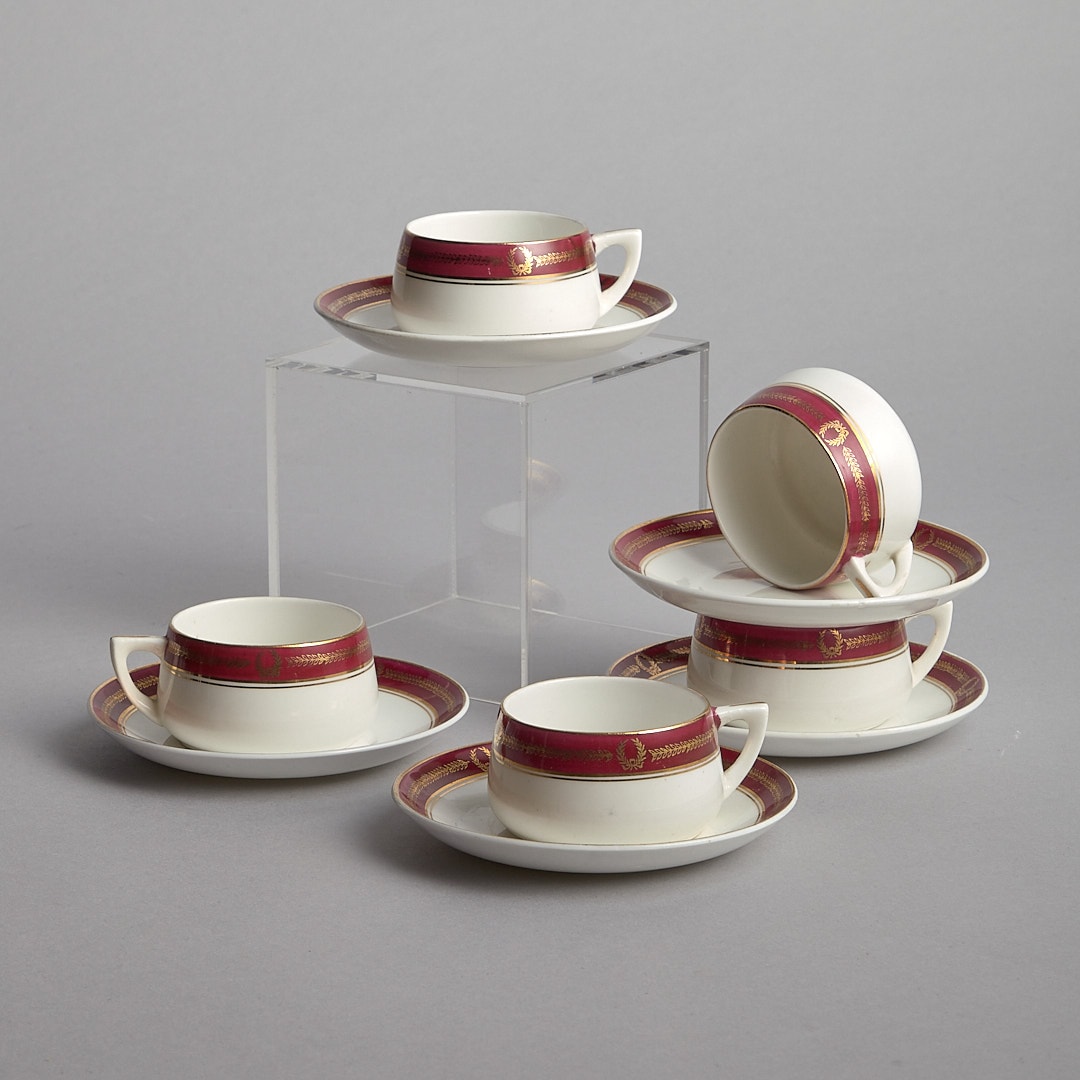 Moccakoppar med Röd Dekor 5 st