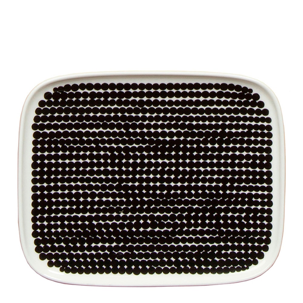 Räsymatto Tallrik Svart liten prick 15x12 cm
