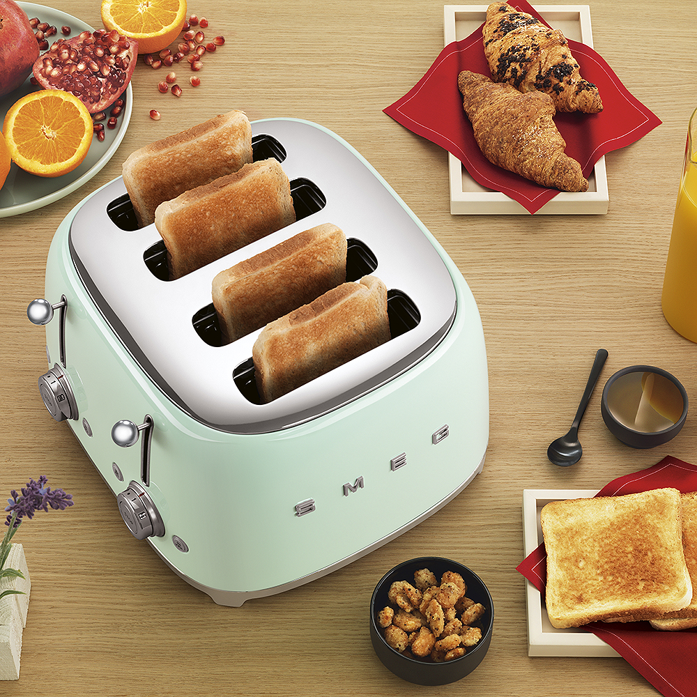 Smeg 50's style Brödrost 4 skivor kvadrat Grön