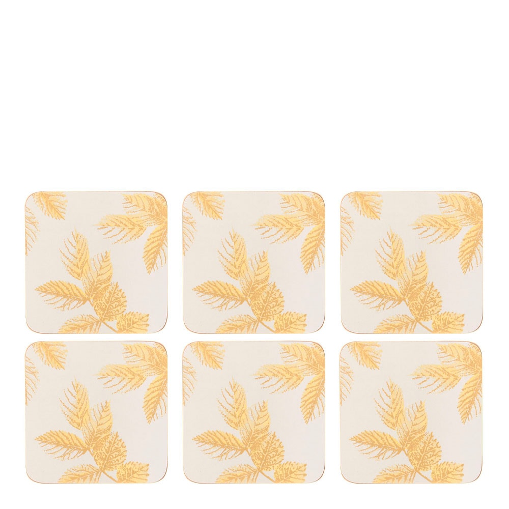 Etched Leaves Glasunderlägg 6-pack Ljusgrå