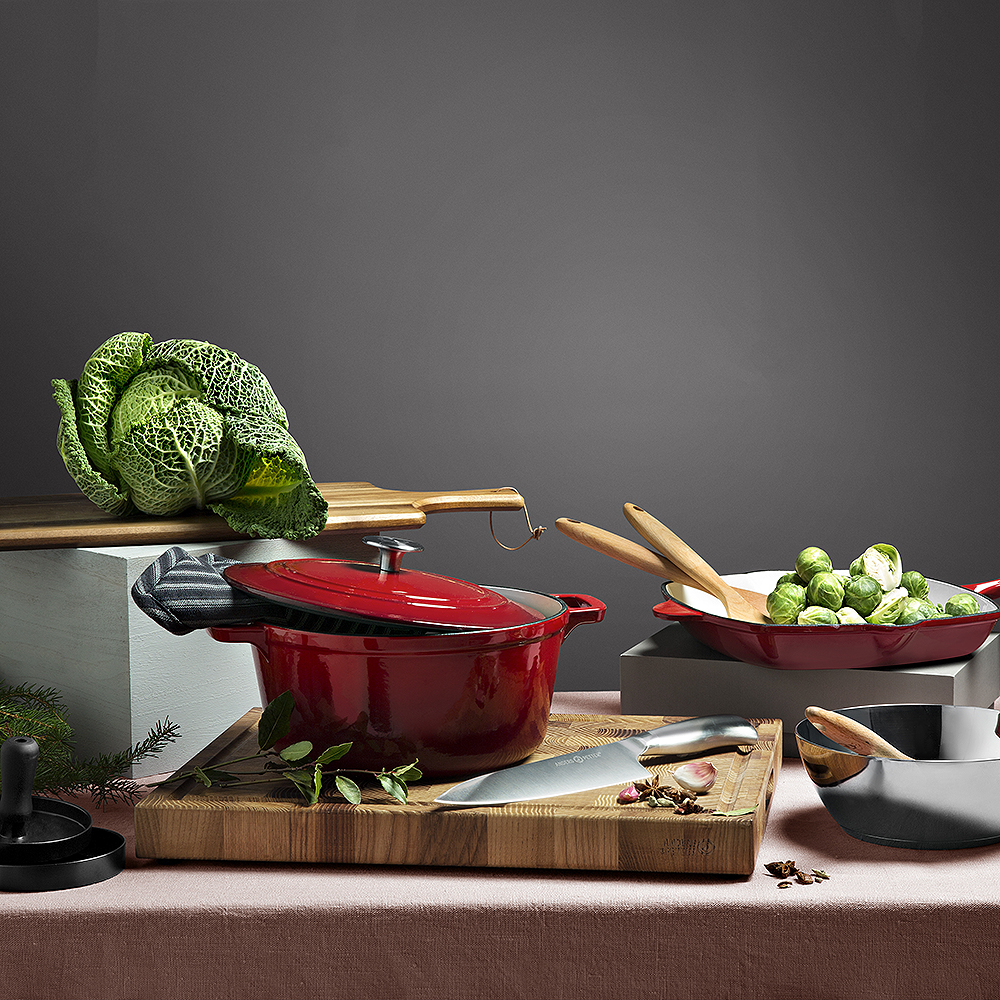 Stenfors Gjutjärnsgryta rund 4,4 L Röd