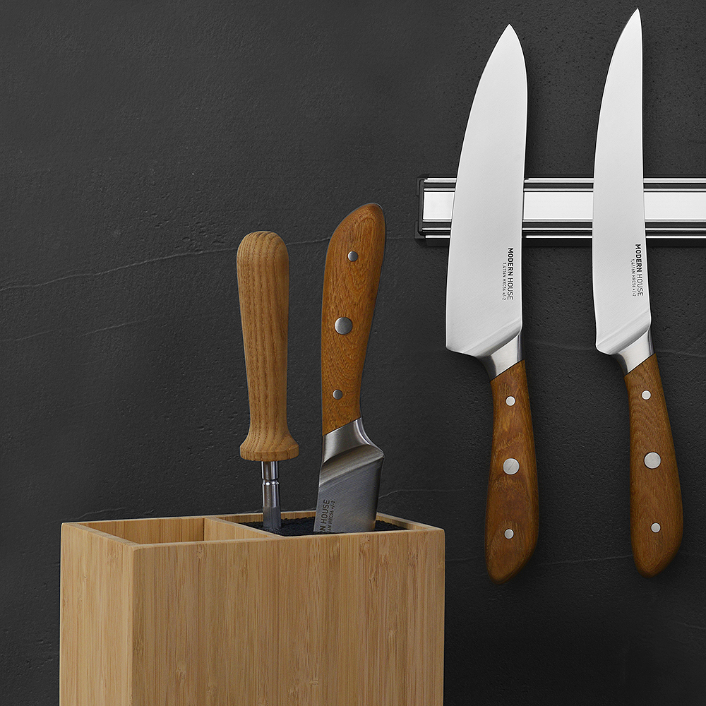 North Knivblock med fack Bambu