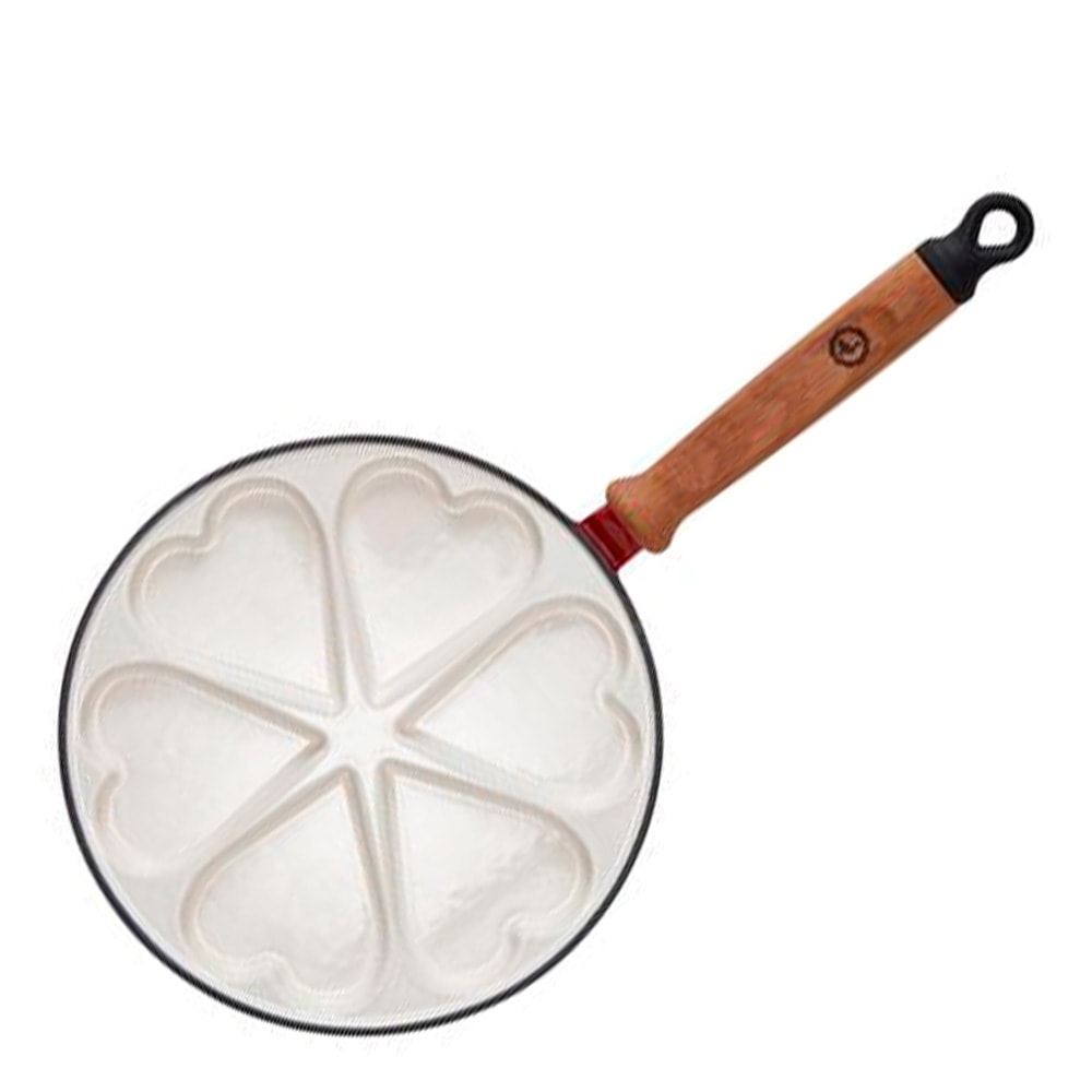 Plättjärn 6 Hjärtan Emaljerad Gjutjärn Röd