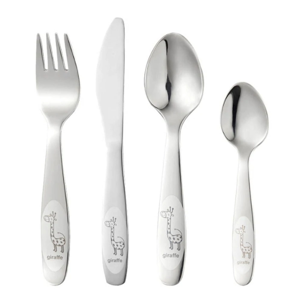 Barnbestick Rostfritt Stål 4 delar Giraff