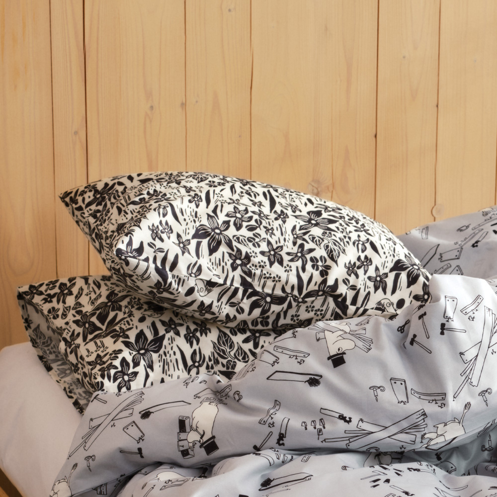 Mumin Örngott 50x60 cm Lilja Svart/Vit