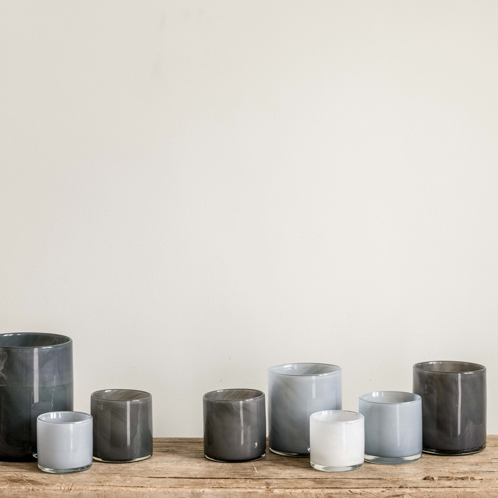 Lyric Ljuslykta Glas 12x14 cm Mörk Grå