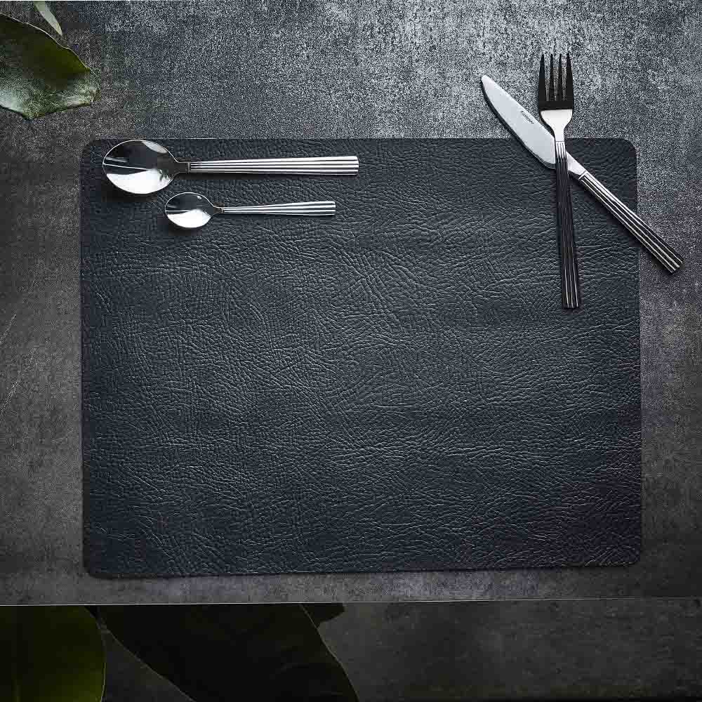 Quadro Bordstablett Återvunnet Läder 43x35 cm Svart