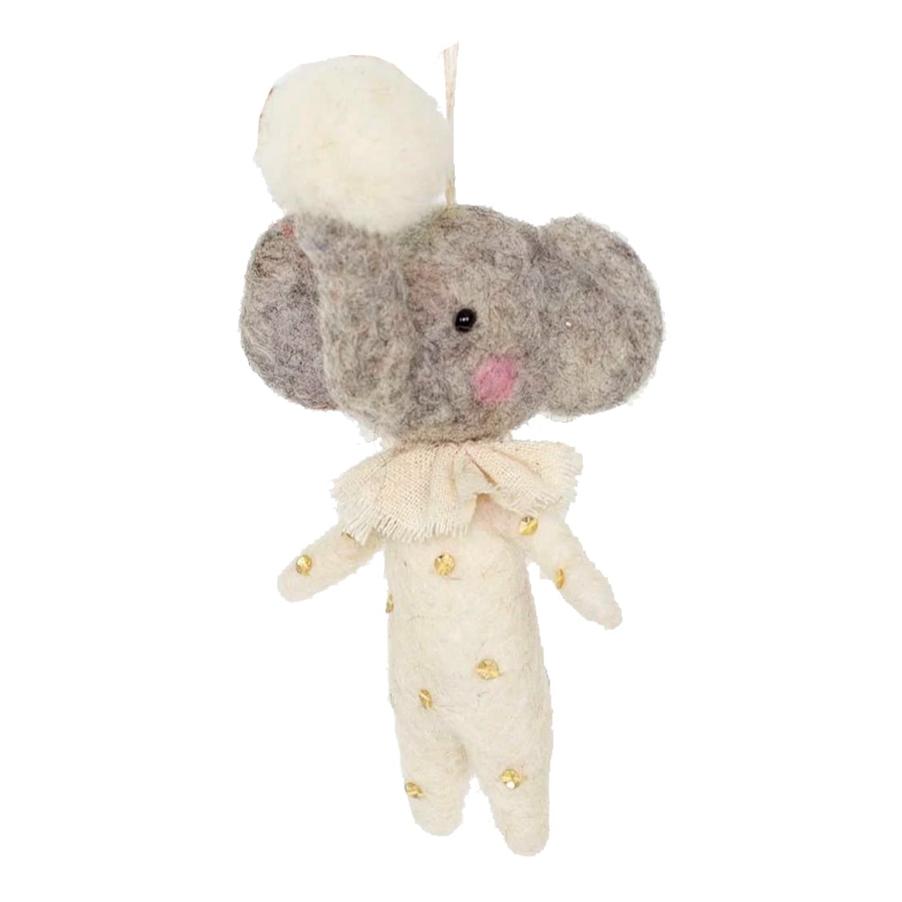 Julhänge Elefant med Boll 13 cm Grå