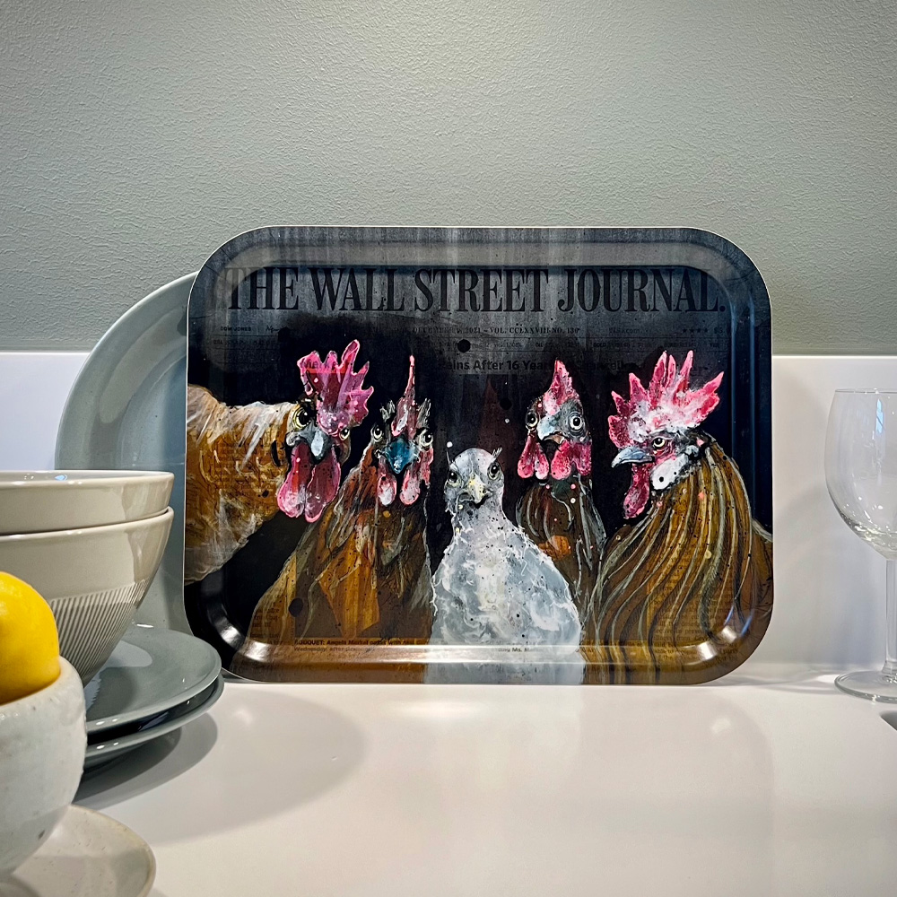 Bricka Roosters of Wall Street 28x36 cm Svart