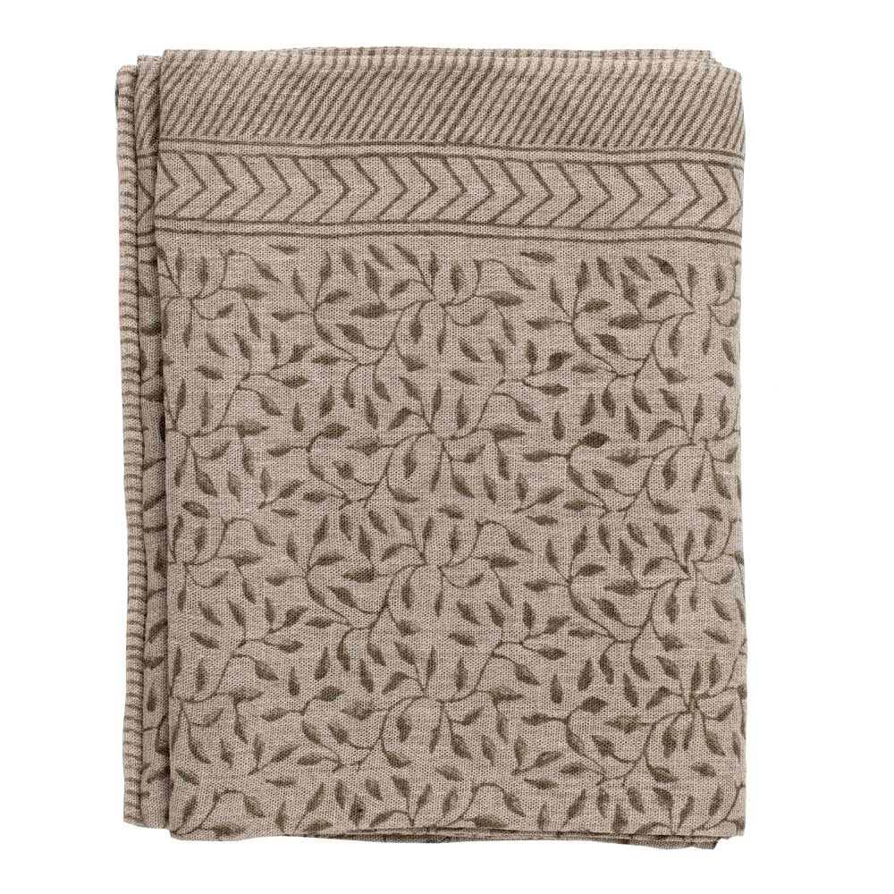 Leaf Bordsduk Lin 150x230 cm Gr&aring;/Natur