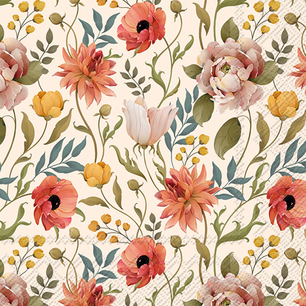 Servett Flower Story 33x33 cm Creme