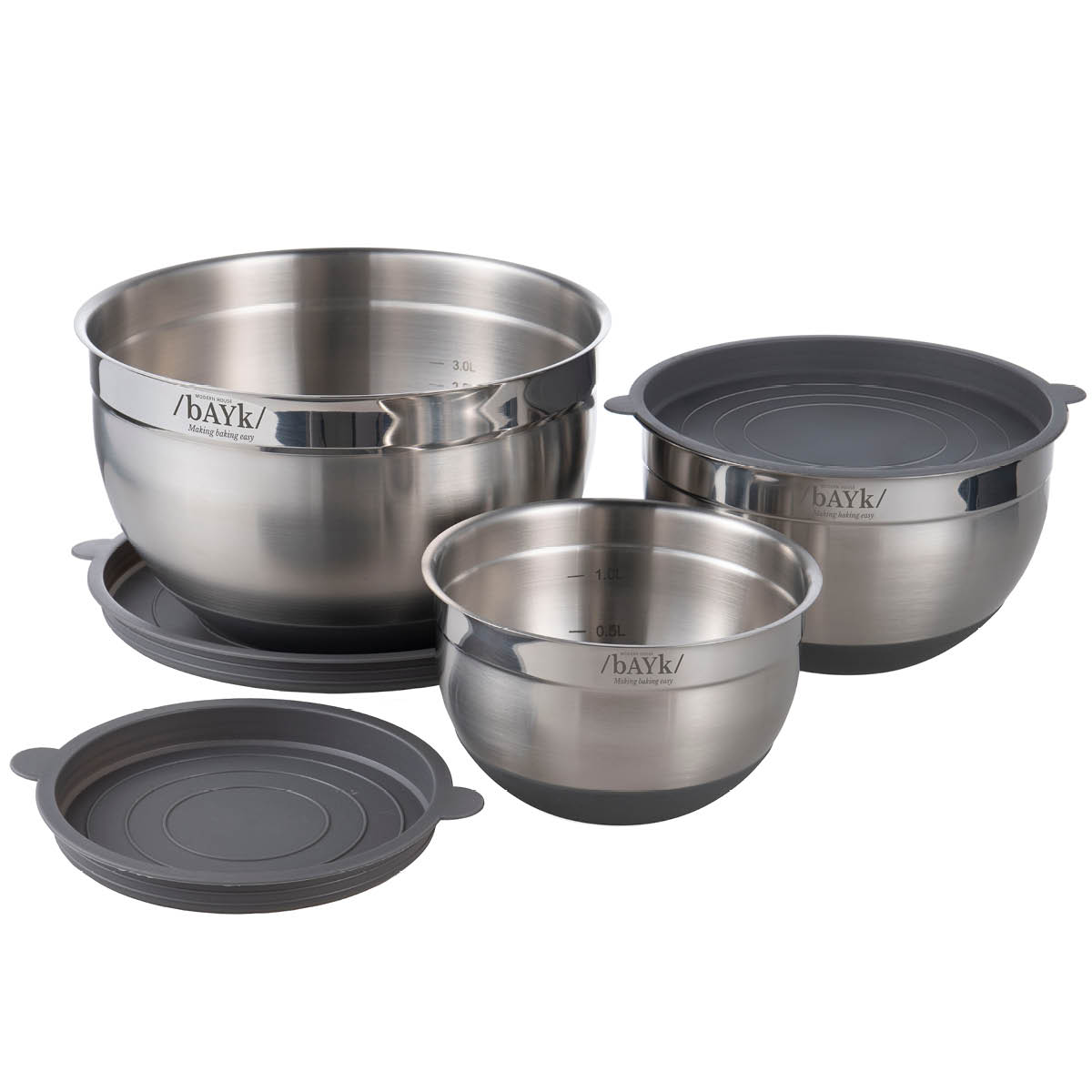 bAYk Skålset 3-Pack 1/2/3L Blank/Svart