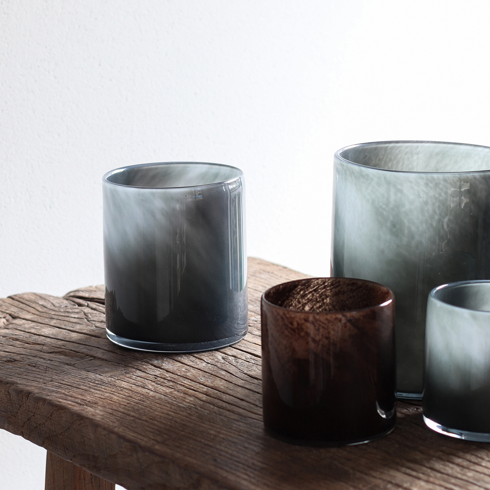 Lyric Ljuslykta Glas 15x18 cm Mörk Grå